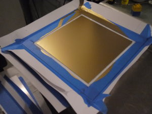 gold varningcoating on orotone - showing masking